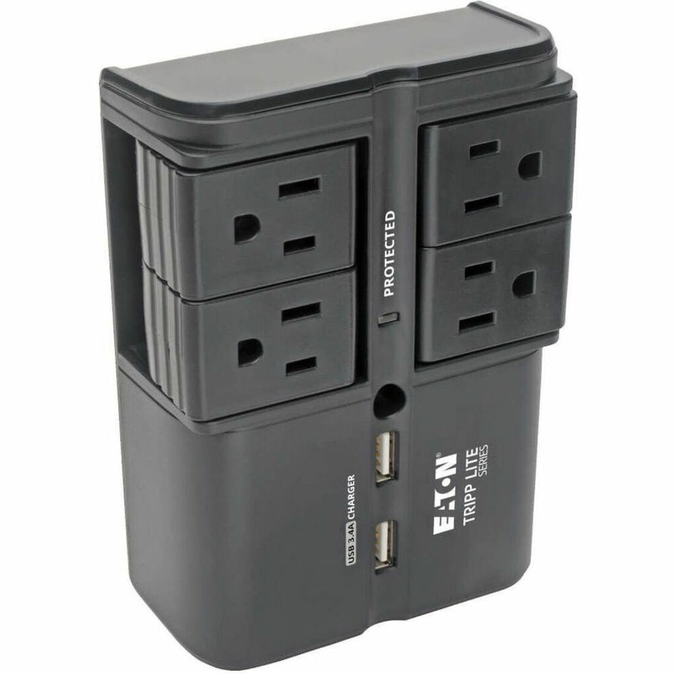 Tripp Lite by Eaton Protect It! Surge Protector with 4 Rotatable Outlets Direct Plug-In 1080 Joules 3.4A USB Charger - SK40RUSBB