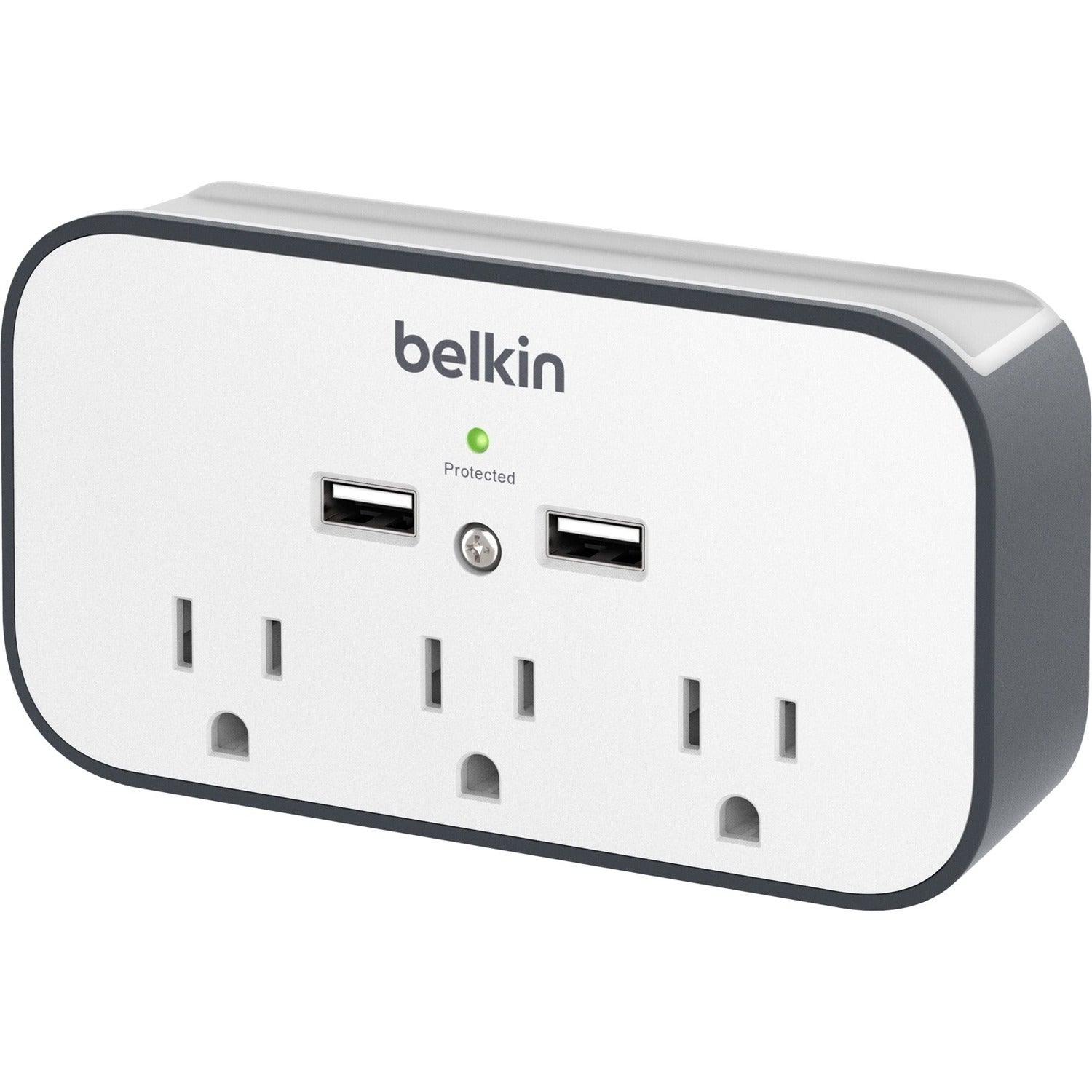 Belkin 3 Outlet Wall Surge Protector - 2 USB Ports for Mobile Devices, Tablets & More - 540 Joules - BSV300TTCW