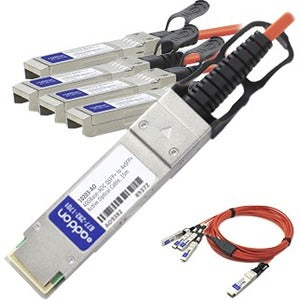 AddOn Cisco QSFP-4X10G-AOC15M Compatible TAA Compliant 40GBase-AOC QSFP+ to 4xSFP+ Direct Attach Cable (850nm, MMF, 15m) - QSFP-4X10G-AOC15M-AO