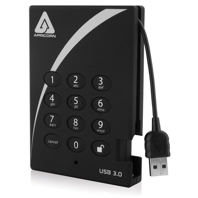 Apricorn Aegis Padlock 2 TB Portable Hard Drive - External - A25-3PL256-2000