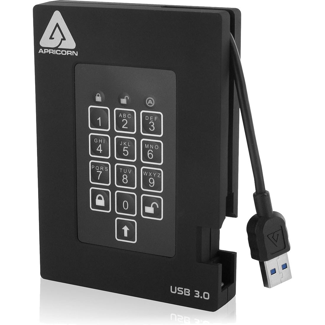 Apricorn Aegis Padlock Fortress 2 TB Portable Hard Drive - 2.5" External - Black - A25-3PL256-2000F