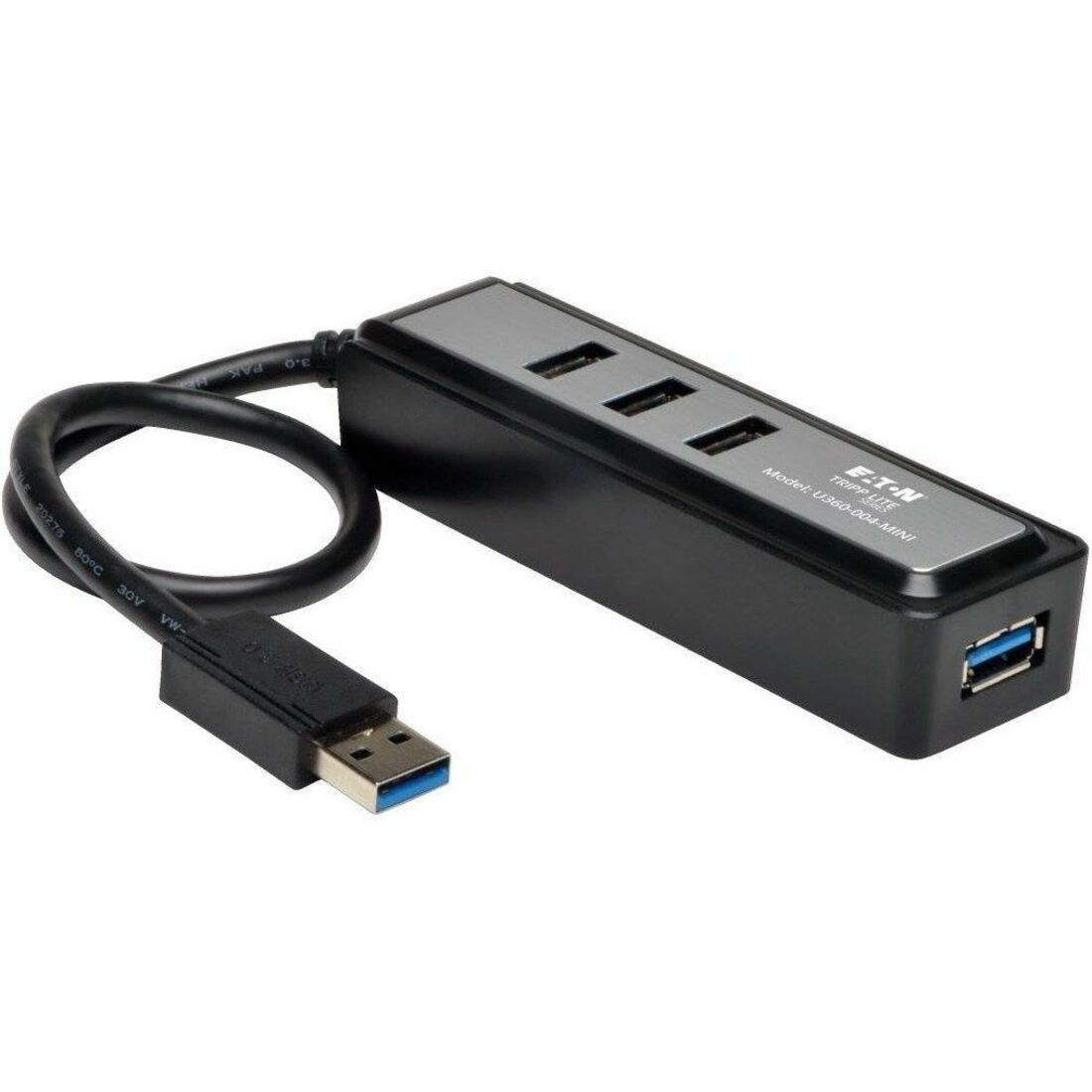 Tripp Lite by Eaton Portable 4-Port USB 3.0 Superspeed Mini Hub w/ Built In Cable - U360-004-MINI