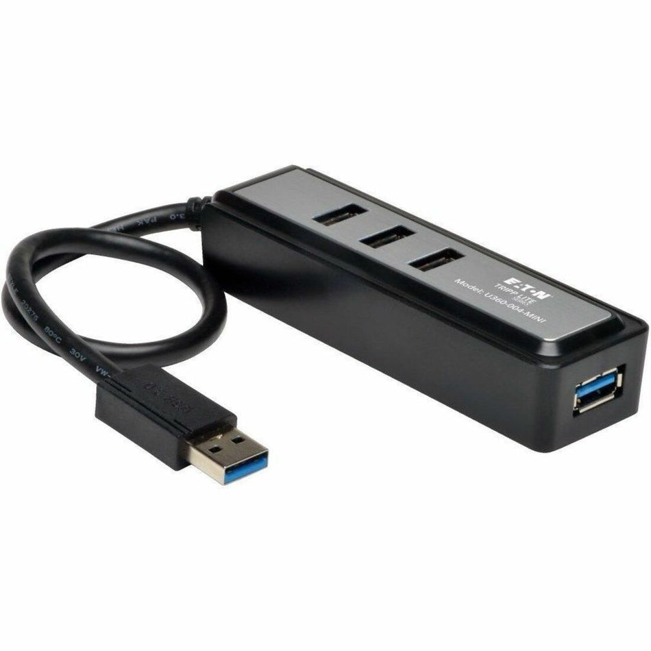 Tripp Lite by Eaton Portable 4-Port USB 3.0 Superspeed Mini Hub w/ Built In Cable - U360-004-MINI