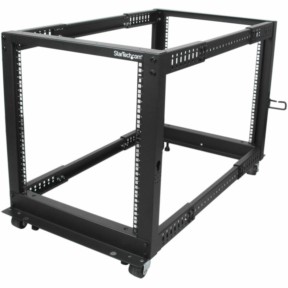 StarTech.com 4-Post 12U Mobile Open Frame Server Rack, 19" Network Rack with Casters, Rolling Rack for Computer/AV/Data/IT Equipment - 4POSTRACK12U