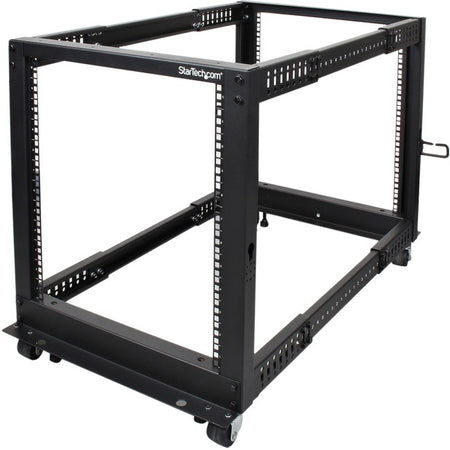 StarTech.com 4-Post 12U Mobile Open Frame Server Rack, 19" Network Rack with Casters, Rolling Rack for Computer/AV/Data/IT Equipment - 4POSTRACK12U