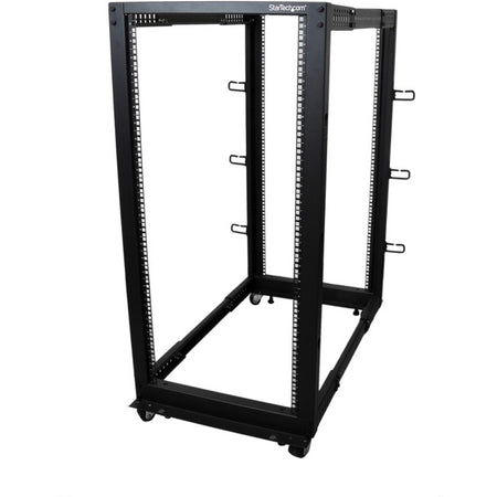 StarTech.com 4-Post 25U Mobile Open Frame Server Rack, 19in Network Rack with Casters, Rolling Rack for Computer/AV/Data/IT Equipment - 4POSTRACK25U