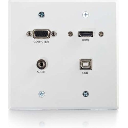 C2G-RapidRun VGA + 3.5mm Double Gang Wall Plate + HDMI and USB Pass Through - White - 60146