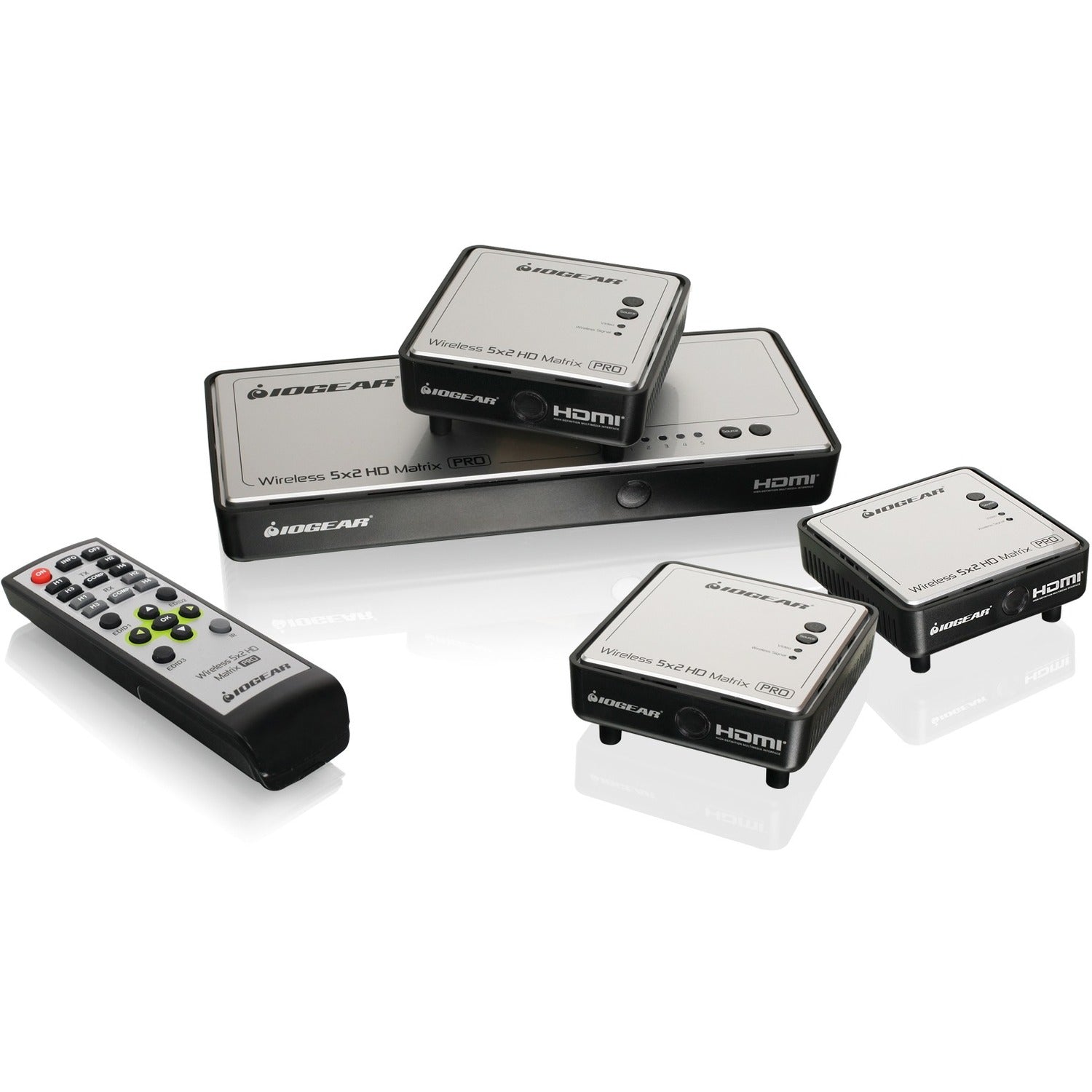 IOGEAR Long Range Wireless 5x2 HDMI Matrix PRO with 2 Additional Receivers - GWHDMS52MBK3