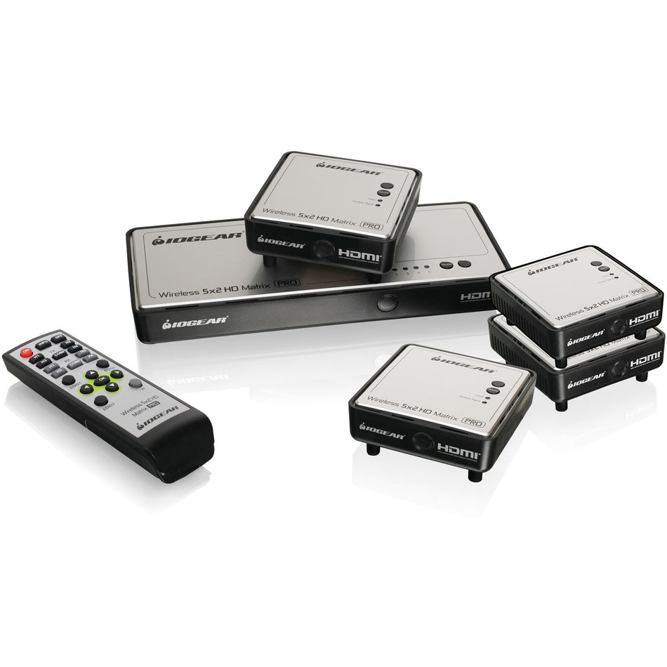 IOGEAR Long Range Wireless 5x2 HDMI Matrix PRO with 3 Additional Receivers - GWHDMS52MBK4