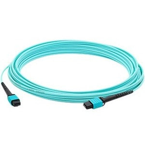 AddOn 10m MPO (Male) to MPO (Male) 12-Strand Aqua OM3 Straight Fiber OFNR (Riser-Rated) Patch Cable - ADD-MPOMPO-10M5OM3SM