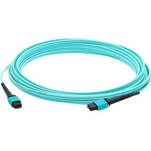 AddOn 20m MPO (Male) to MPO (Male) 12-Strand Aqua OM3 Straight Fiber OFNR (Riser-Rated) Patch Cable - ADD-MPOMPO-20M5OM3SM