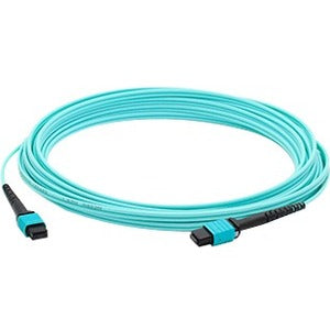 AddOn 1m MPO (Female) to MPO (Female) 12-Strand Aqua OM4 Crossover Fiber OFNR (Riser-Rated) Patch Cable - ADD-MPOMPO-1M5OM4