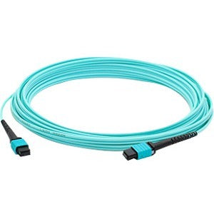 AddOn 3m MPO (Female) to MPO (Female) 12-Strand Aqua OM4 Crossover Fiber OFNR (Riser-Rated) Patch Cable - ADD-MPOMPO-3M5OM4