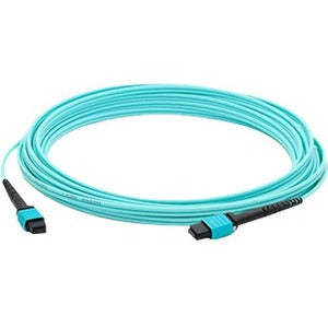 AddOn 15m MPO (Female) to MPO (Female) 12-Strand Aqua OM4 Crossover Fiber OFNR (Riser-Rated) Patch Cable - ADD-MPOMPO-15M5OM4