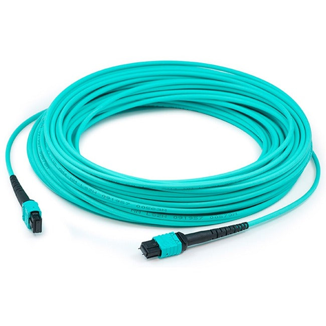 AddOn 3m MPO (Male) to MPO (Male) 12-Strand Aqua OM4 Crossover Fiber OFNR (Riser-Rated) Patch Cable - ADD-MPOMPO-3M5OM4M