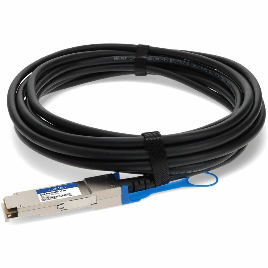 AddOn MSA and TAA Compliant 40GBase-CU QSFP+ to QSFP+ Direct Attach Cable (Active Twinax, 0.5m) - QSFP-40G-ADAC50CM-AO