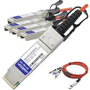 AddOn MSA and TAA Compliant 40GBase-AOC QSFP+ to 4xSFP+ Direct Attach Cable (850nm, MMF, 10m) - QSFP-4SFP-AOC10M-AO