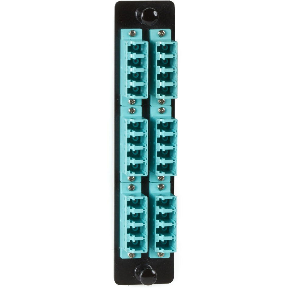 Black Box High-Density Adapter Panel, Ceramic Sleeves, (12) LC Duplex Pairs, Aqua - JPM468C
