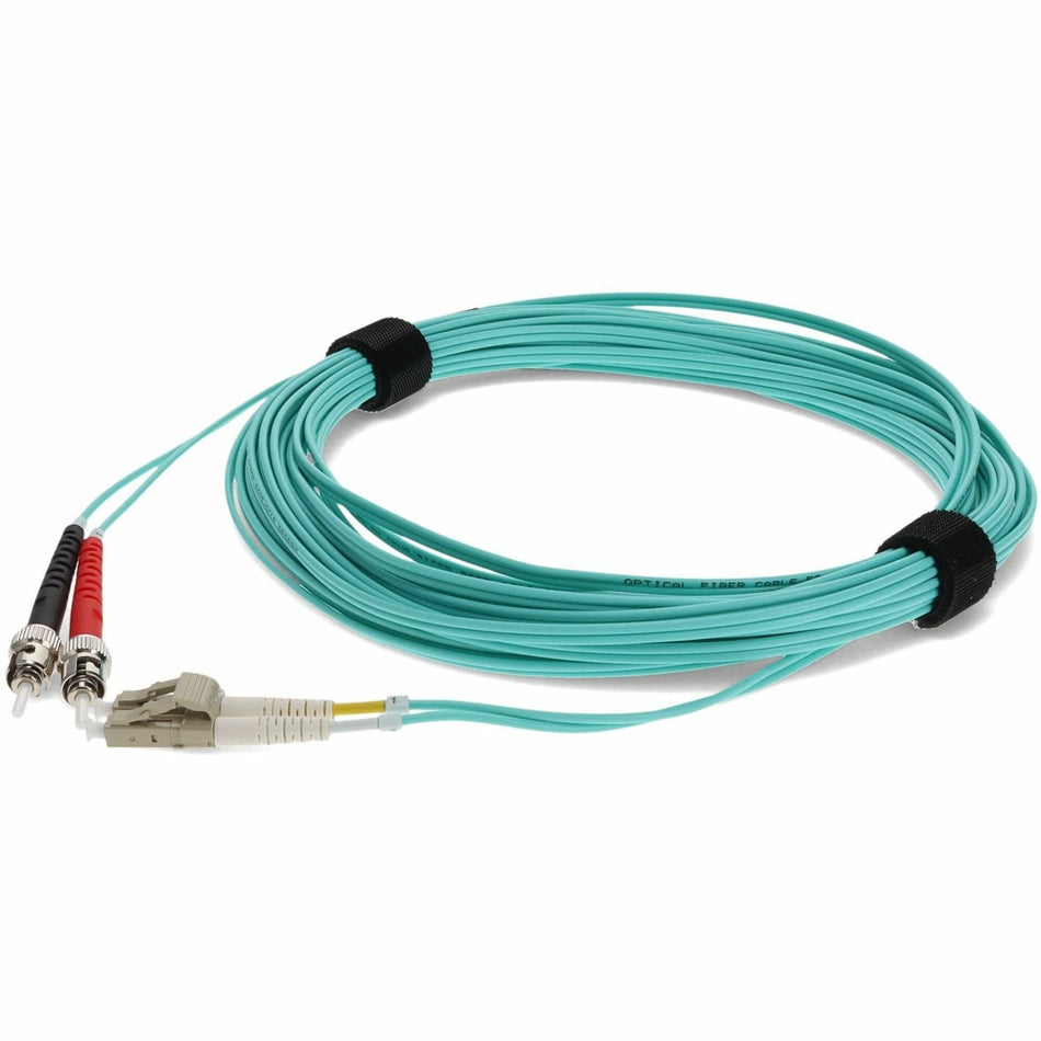 AddOn 7m LC (Male) to ST (Male) Aqua OM3 Duplex Fiber OFNR (Riser-Rated) Patch Cable - ADD-ST-LC-7M5OM3