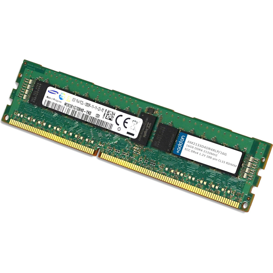 AddOn AM2133D4DR4RLP/16G x1 JEDEC Standard Factory Original 16GB DDR4-2133MHz Registered ECC Dual Rank x4 1.2V 288-pin CL15 RDIMM - AM2133D4DR4RLP/16G