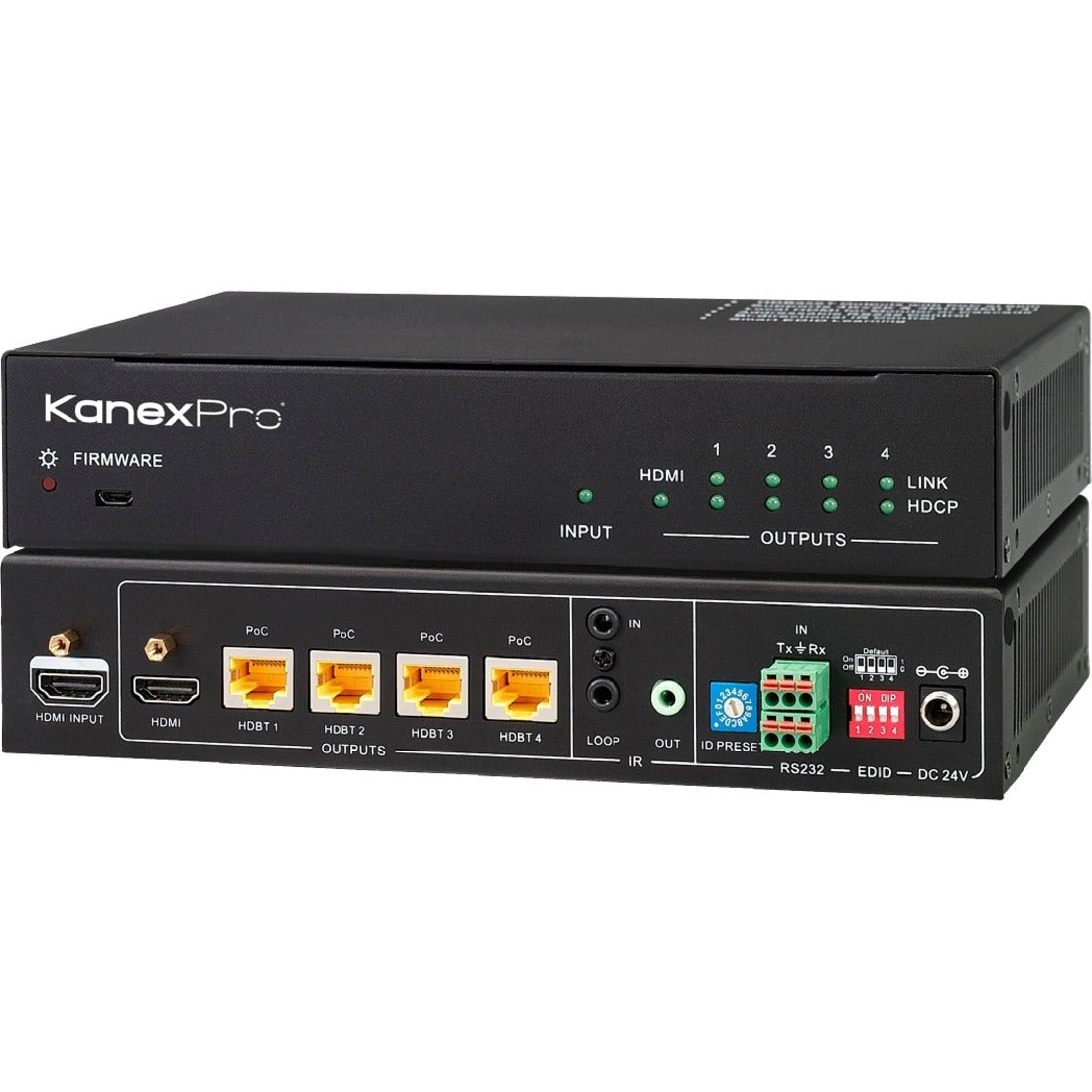 KanexPro 4K HDBaseT 1x4 Distribution Amplifier up to 230 feet (70m) - SP-HDBT1X4