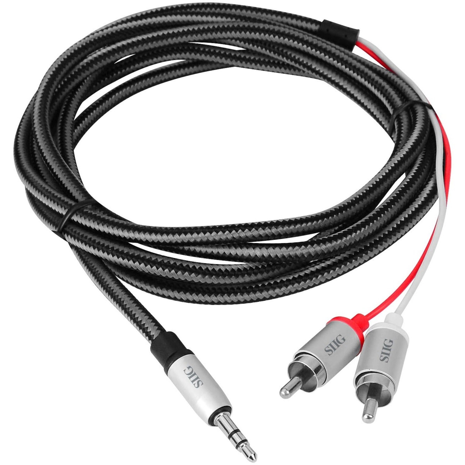 SIIG Woven Fabric Braided 3.5mm to RCA Stereo Cable (M/M) - 2M - CB-AU0F12-S1