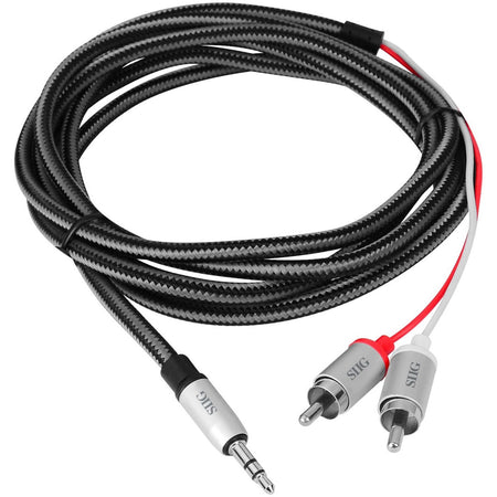 SIIG Woven Fabric Braided 3.5mm to RCA Stereo Cable (M/M) - 2M - CB-AU0F12-S1