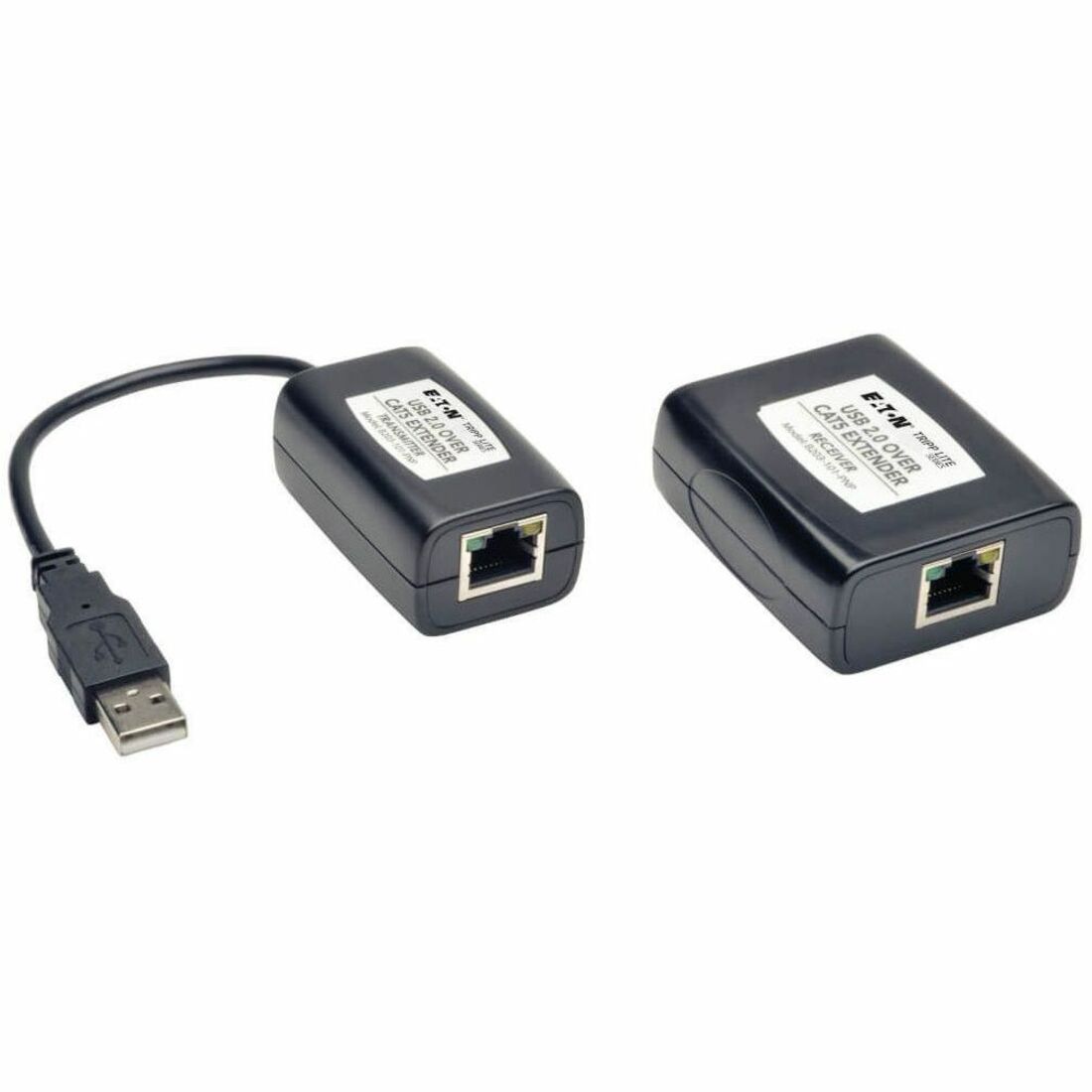 Tripp Lite by Eaton 1-Port Plug-and-Play USB 2.0 over Cat5/Cat6 Extender Kit Transmitter & Receiver USB up to 164.04 ft. (50M) TAA - B203-101-PNP