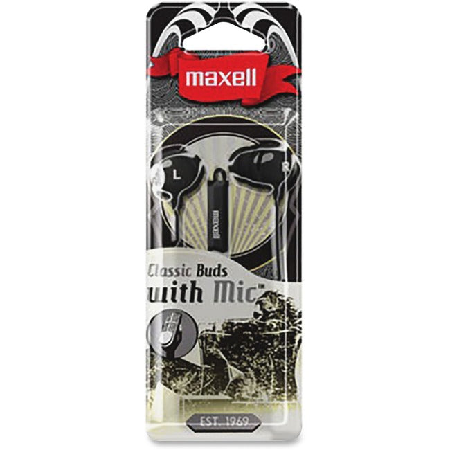 Maxell Classic Earbud with Mic Black - 196131