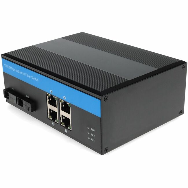 AddOn 4 10/100Base-TX(RJ-45) to 2 100Base-BXU(SC) SMF 1310nmTX/1550nmRX 20km Industrial Media Converter Switch - ADD-IFMC-BXU-2SC4