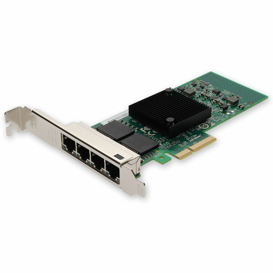AddOn Intel&reg; E1G44HT Comparable 10/100/1000Mbs Quad RJ-45 Port 100m PCIe 2.0 x4 Network Interface Card - E1G44HT-AO