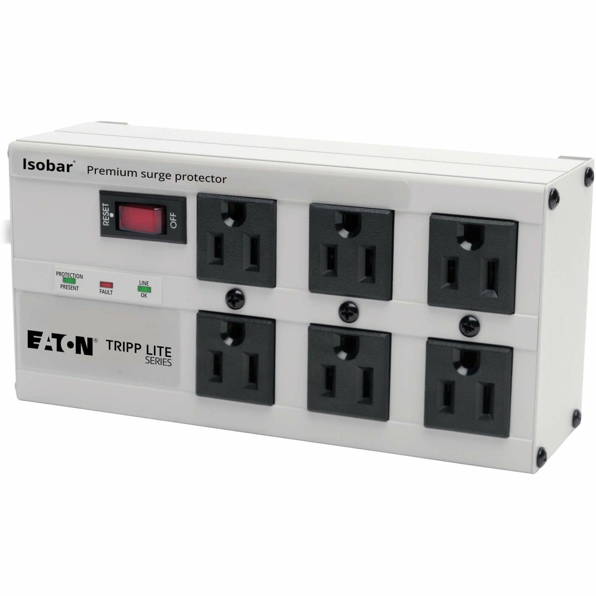 Tripp Lite by Eaton Isobar 6-Outlet Surge Protector 6 ft. Cord with Right-Angle Plug 3330 Joules Diagnostic LEDs Metal Housing - ISOBAR6ULTRA