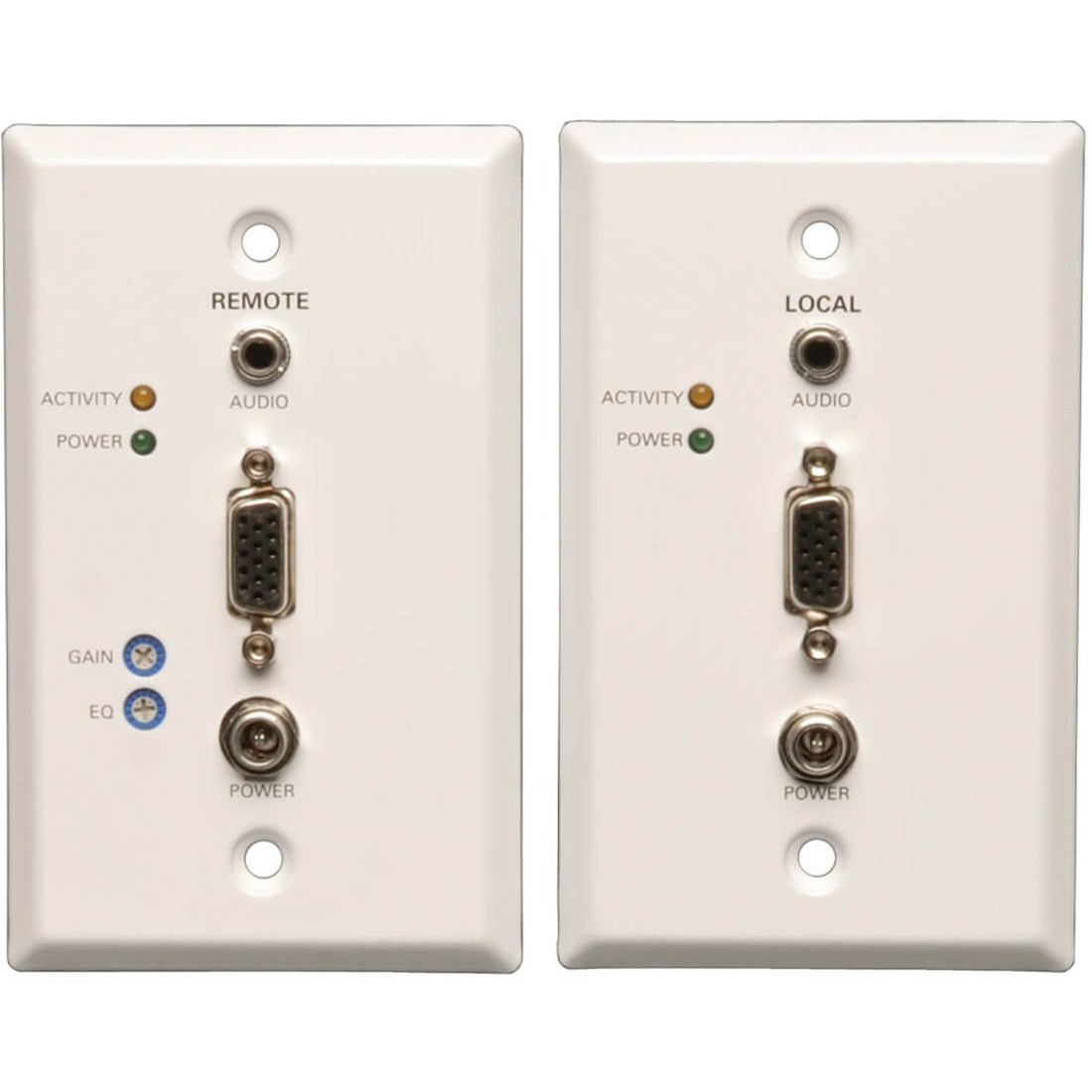 Tripp Lite by Eaton VGA with Audio over Cat5/Cat6 Extender Kit, Wallplate Transmitter and Receiver with EDID, 1920x1440 at 60Hz, Up to 1000-ft. - B130-101A-WP-2