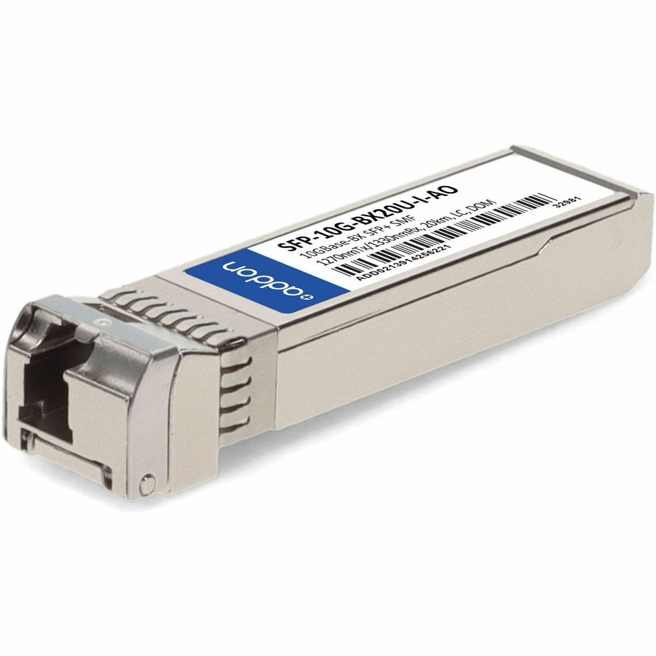 AddOn Cisco SFP-10G-BX20U-I Compatible TAA Compliant 10GBase-BX SFP+ Transceiver (SMF, 1270nmTx/1330nmRx, 20km, LC, DOM, Rugged) - SFP-10G-BX20U-I-AO