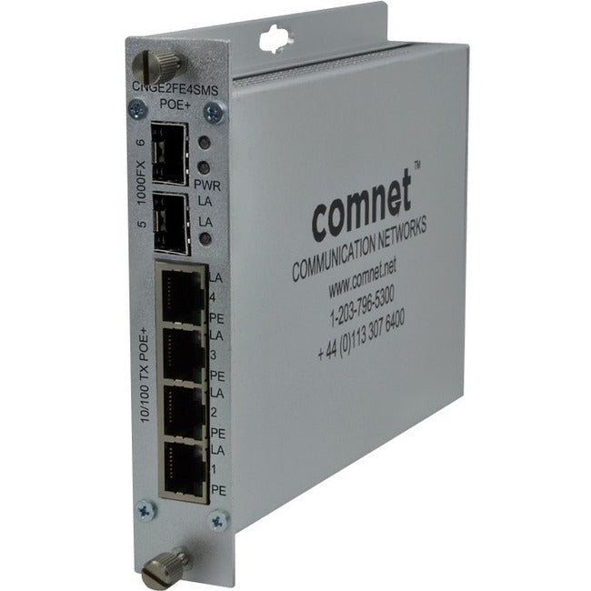 ComNet 10/100/1000 Mbps Drop/Insert/Repeat Gigabit Uplink Switch with Optional PoE+ - CNGE2FE4SMSPOEHO