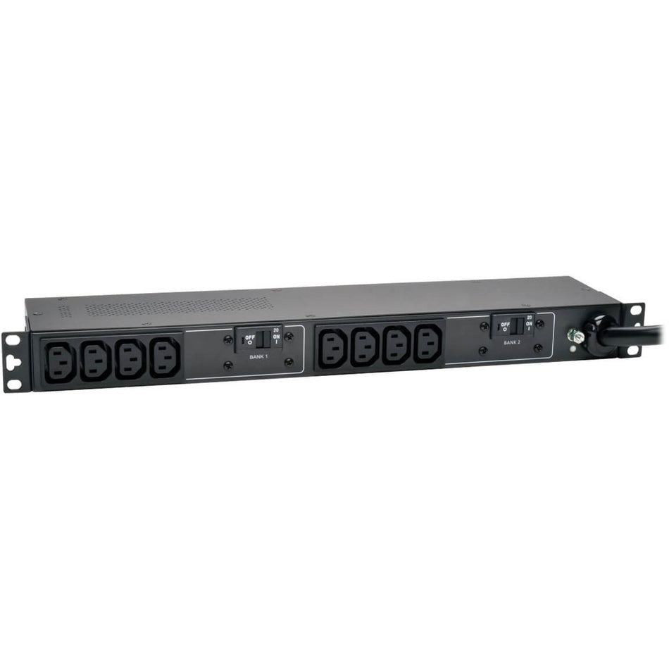 Tripp Lite by Eaton 5.8kW Single-Phase 200-240V Basic PDU, 10 C13 Outlets, NEMA L6-30P Input, 12 ft. (3.66 m) Cord, 1U Rack-Mount - PDUH30HV