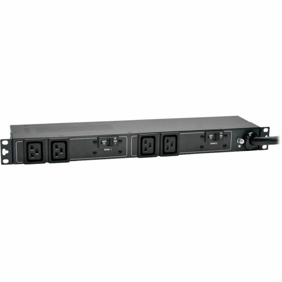 Tripp Lite by Eaton PDU 5.8kW Single-Phase 200-240V Basic PDU 4 C19 Outlets NEMA L6-30P Input 12 ft. (3.66 m) Cord 1U Rack-Mount - PDUH30HV19