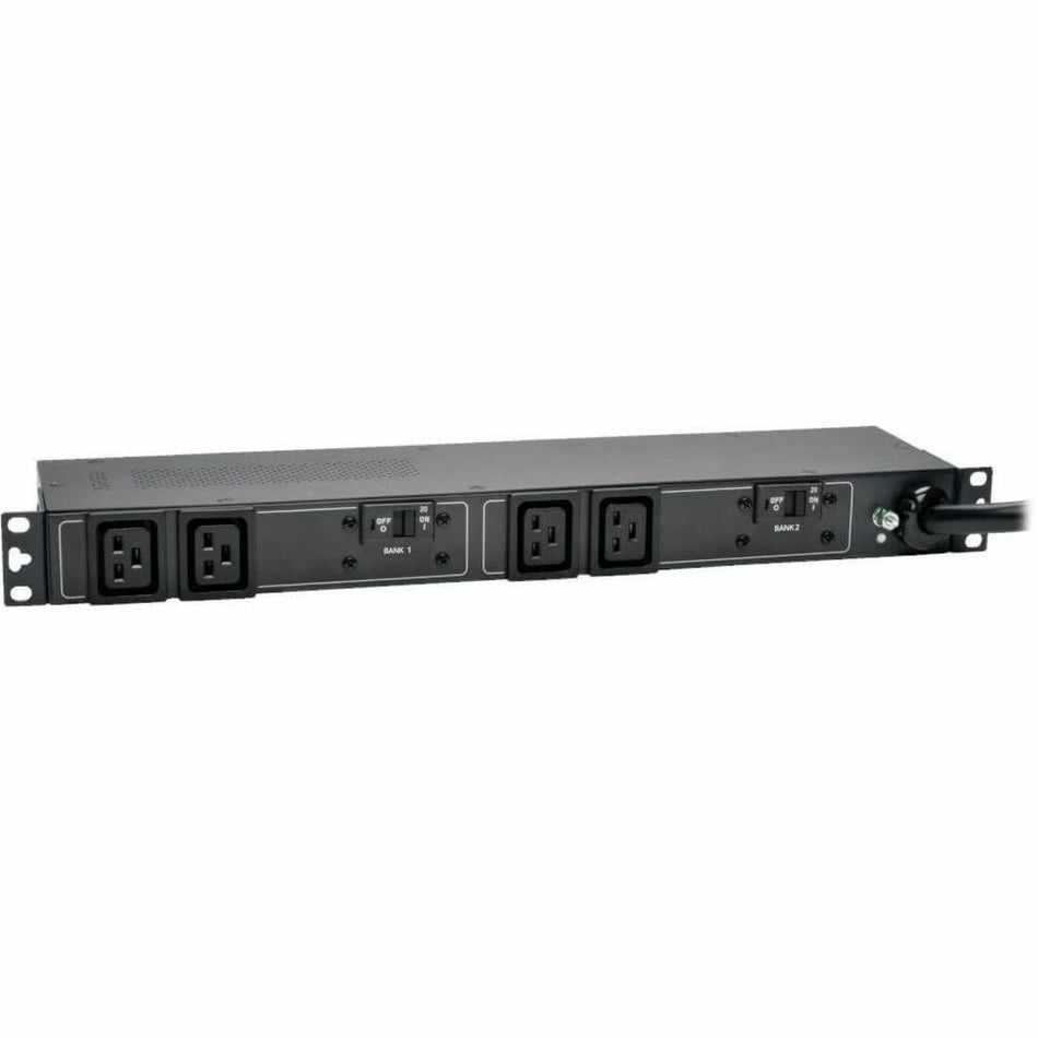 Tripp Lite by Eaton PDU 5.8kW Single-Phase 200-240V Basic PDU 4 C19 Outlets NEMA L6-30P Input 12 ft. (3.66 m) Cord 1U Rack-Mount - PDUH30HV19