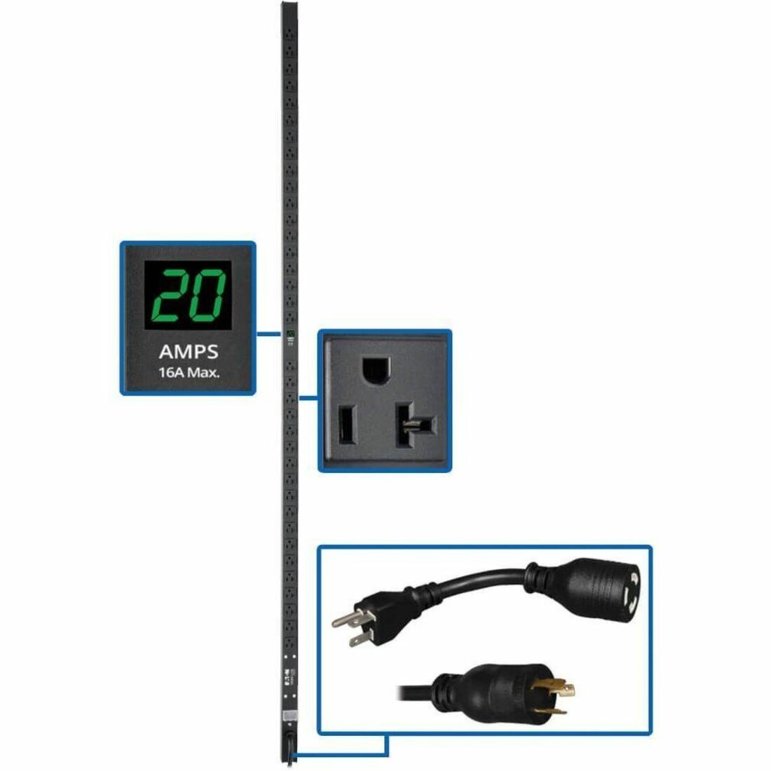 Tripp Lite by Eaton PDU 2kW Single-Phase Local Metered PDU 100-127V Outlets (36 5-15/20R) L5-20P/5-20P adapter 0U Vertical 72-in. - PDUMV20-72