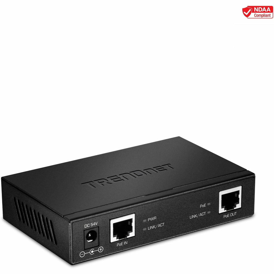 TRENDnet Gigabit PoE+ Repeater/Amplifier; Single Port PoE; Power Over Ethernet; 802.3af; 802.3at; 10/100/1000 Mbps; TPE-E110 - TPE-E110