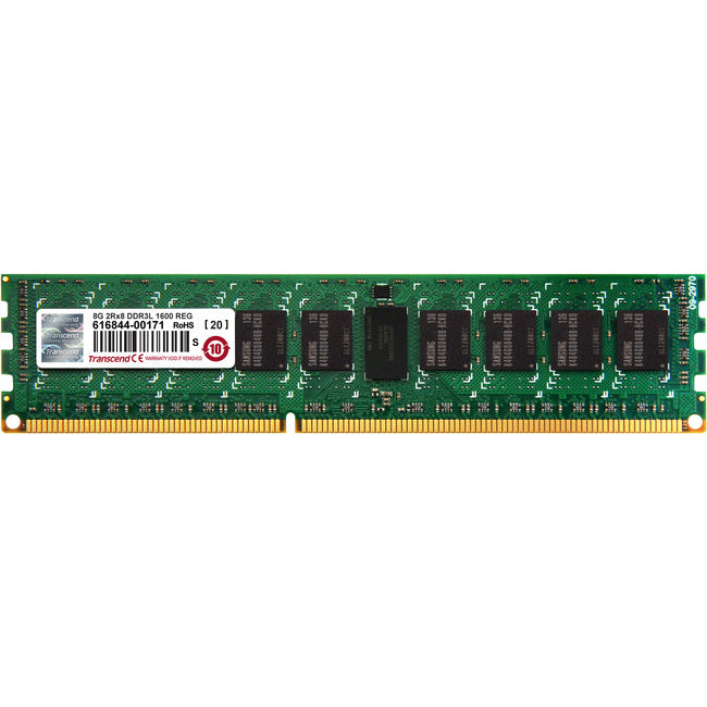 Transcend DDR3L 1600 REG-DIMM 8GB CL11 2Rx8 1.35V - TS1GKR72W6H