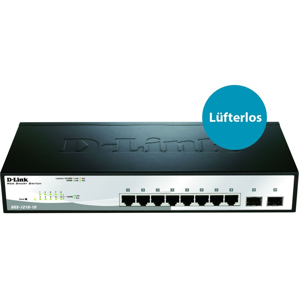 D-Link 10-Port Gigabit Web Smart Switch Including 2 Gigabit SFP Ports - DGS-1210-10