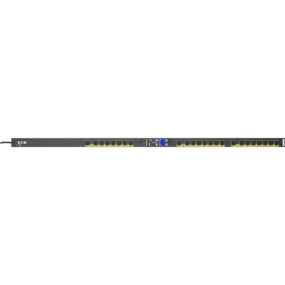 Eaton Managed rack PDU, 0U, 5-20P, L5-20P input, 1.92 kW max, 120V, 16A, 10 ft cord, Black, Single-phase, Outlets: (24) 5-20R - TAA compliant - EMA114-10