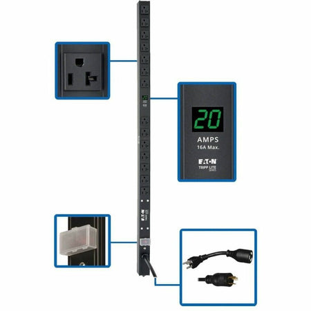 Tripp Lite by Eaton PDU 2kW Single-Phase Local Metered PDU 100-127V Outlets (14 5-15/20R) L5-20P/5-20P adapter 0U Vertical 36 in. Height - PDUMV20-36