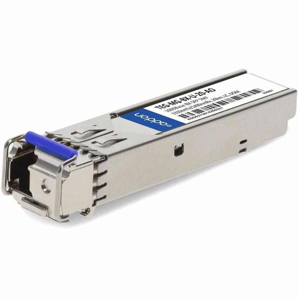 AddOn TRENDnet&reg; TEG-MG-BX-U-20 Compatible TAA 1000Base-BX SFP Transceiver (SMF, 1310nmTx/1490nmRx, 20km, LC, DOM) - TEG-MG-BX-U-20-AO