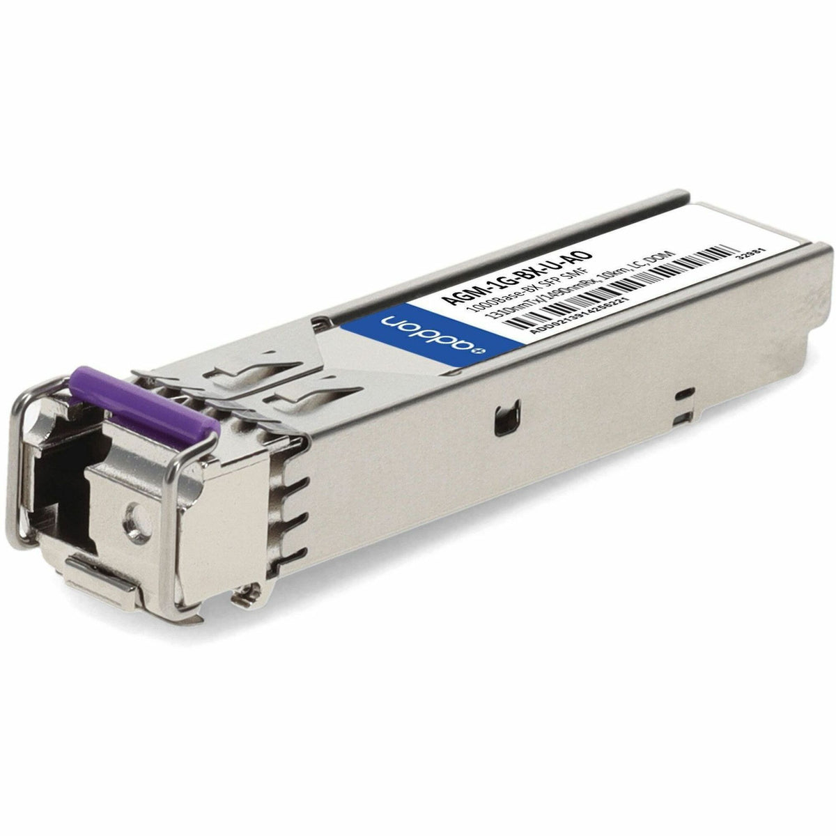 AddOn Netgear&reg; AGM-1G-BX-U Compatible TAA 1000Base-BX SFP Transceiver (SMF, 1310nmTx/1490nmRx, 10km, LC, DOM) - AGM-1G-BX-U-AO