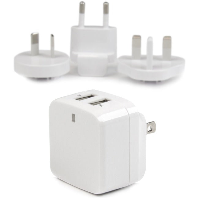 StarTech.com Travel USB Wall Charger &acirc;&euro;" 2 Port &acirc;&euro;" White &acirc;&euro;" Universal Travel Adapter &acirc;&euro;" International Power Adapter &acirc;&euro;" USB Charger - USB2PACWH