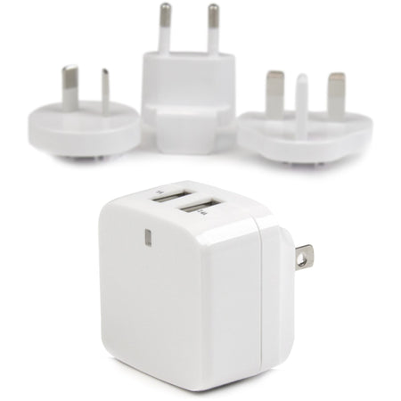 StarTech.com Travel USB Wall Charger &acirc;&euro;" 2 Port &acirc;&euro;" White &acirc;&euro;" Universal Travel Adapter &acirc;&euro;" International Power Adapter &acirc;&euro;" USB Charger - USB2PACWH