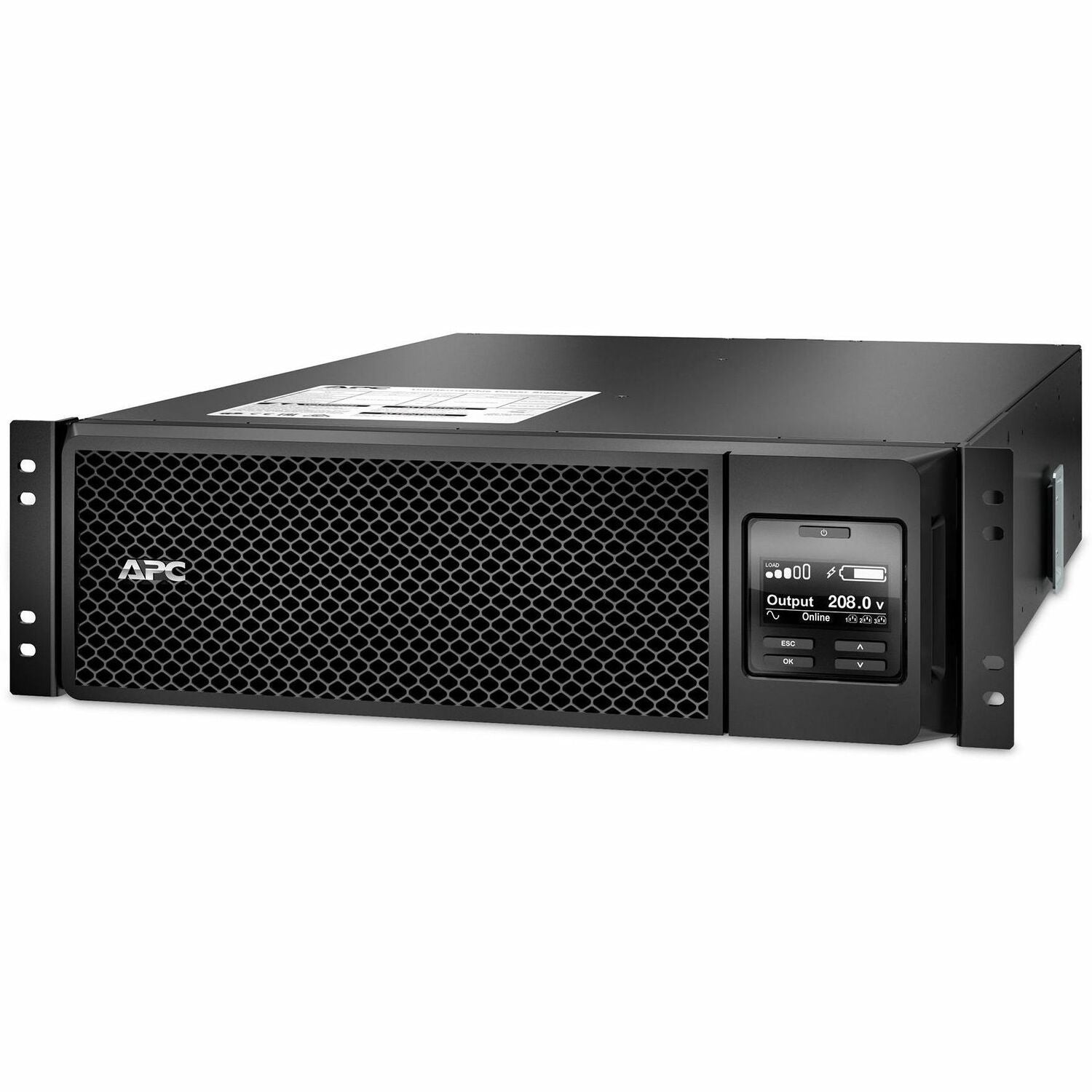 APC Smart-UPS On-Line, 5kVA, Rackmount 3U, 208V, 4x C13+4x C19 IEC outlets, Network Card+SmartSlot, Extended runtime, W/ rail kit - SRT5KRMXLT-IEC