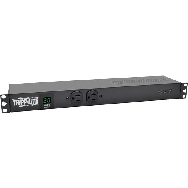 Tripp Lite by Eaton 2kW Single-Phase Local Metered PDU + ISOBAR Surge Suppression, 3840 Joules, 100-127V Outlets (12 5-20R, 2 5-15R), L5-20P/5-20P, 15 ft. (4.57 m) Cord, 1U Rack-Mount - PDUMH20-ISO